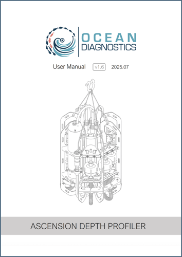 Front cover of the Ascension depth sampler user/instruction manual. Click to download.