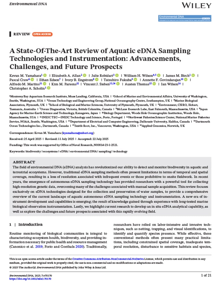 Publication Cover Page Review of Aquatic eDNA Sampling