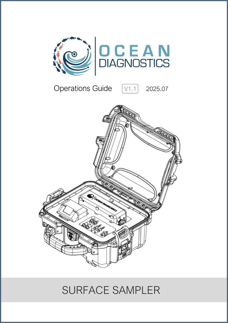 Front cover image of the eDNA Surface Sampler Manual. Click to download.