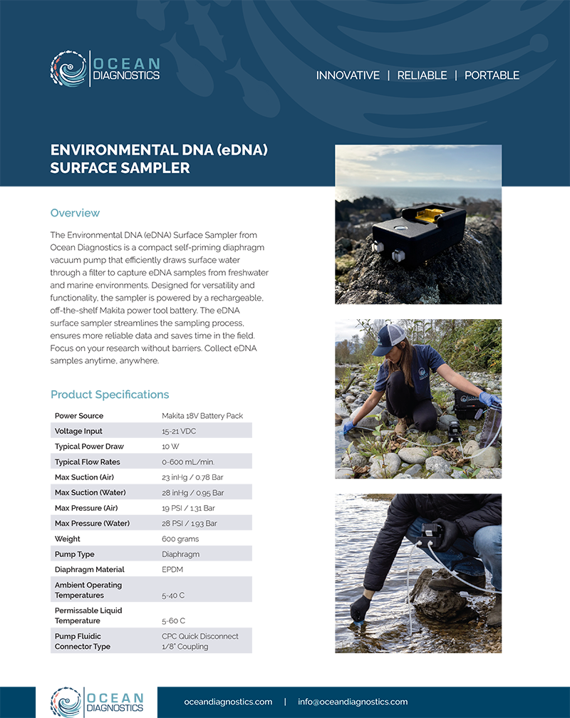 eDNA Surface Sampler Data Sheet Cover